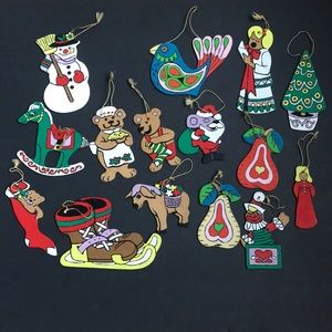 Lot of 15 Vintage HandPainted Christmas Ornaments